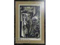 Simeon Spiridonov (1944 - ) compoziție grafică abstractă