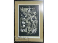 Simeon Spiridonov (1944 - ) compoziție grafică abstractă