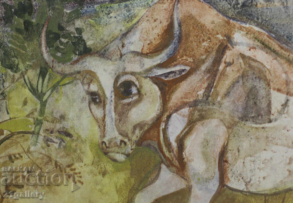 Ο Iliya Rangelov σχεδιάζει μικτές τεχνικές "Bull" 1993. - 5 Ο Iliya Rangelov σχεδιάζει μικτές τεχνικές "Bull" 1993. - 5