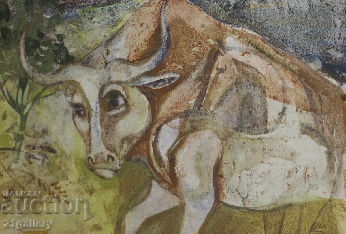 Ο Iliya Rangelov σχεδιάζει μικτές τεχνικές "Bull" 1993. - 6 Ο Iliya Rangelov σχεδιάζει μικτές τεχνικές "Bull" 1993. - 6