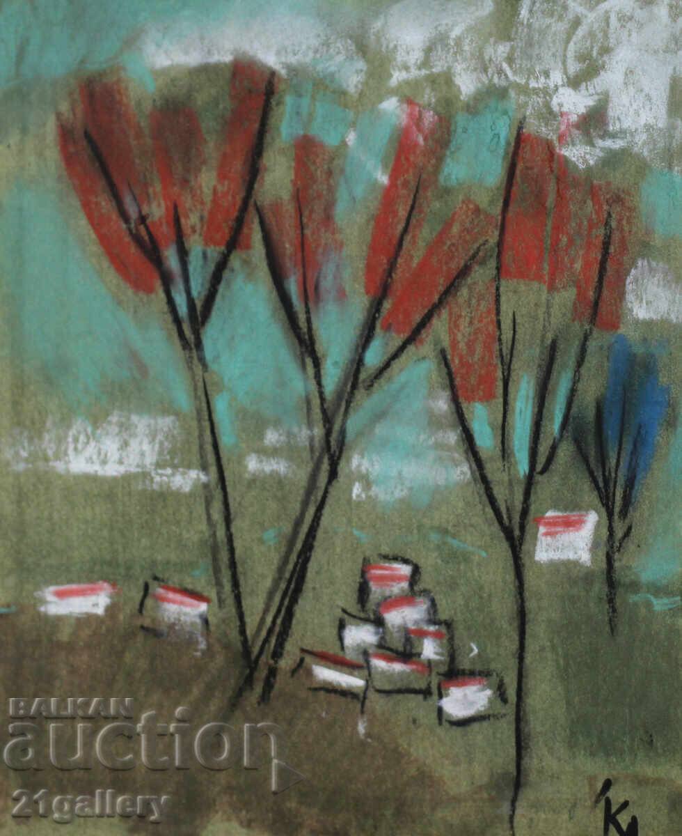 Krasimir Doichev (1961-) παστέλ σχέδιο τοπίων με τιμή 110.00 BGN | € 56.24 Krasimir Doichev (1961-) παστέλ σχέδιο τοπίων με τιμή 110.00 BGN | € 56.24