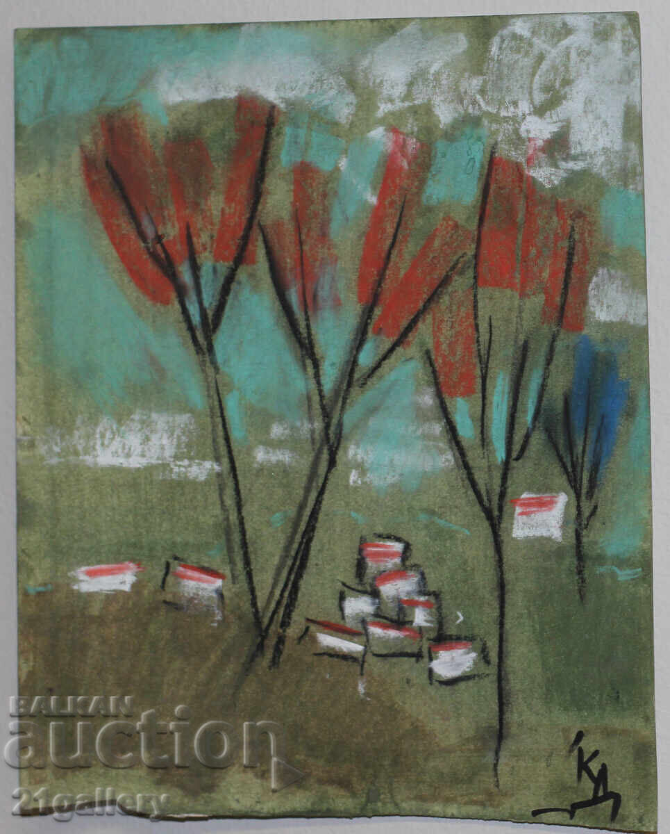Auction Krasimir Doychev (1961-) pastel drawing landscape Auction Krasimir Doychev (1961-) pastel drawing landscape
