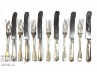 Cutlery set 12 pcs. forks and knives deep silver plated