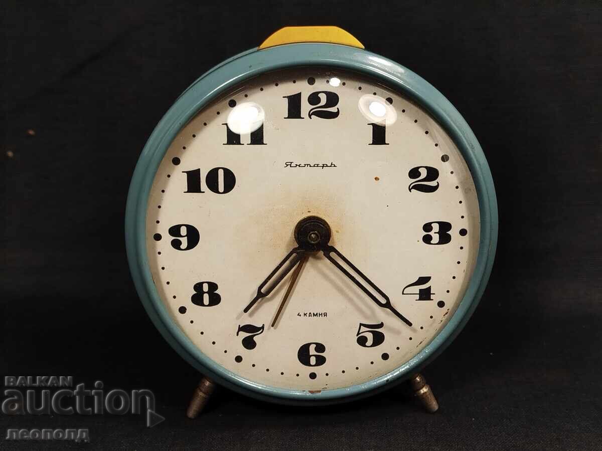 BZC OLD RETRO MECHANICAL CLOCK ALARM CLOCK AMBER