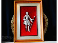 Pictură franceză, panou de cositor cu figura Prințul de Bachet.