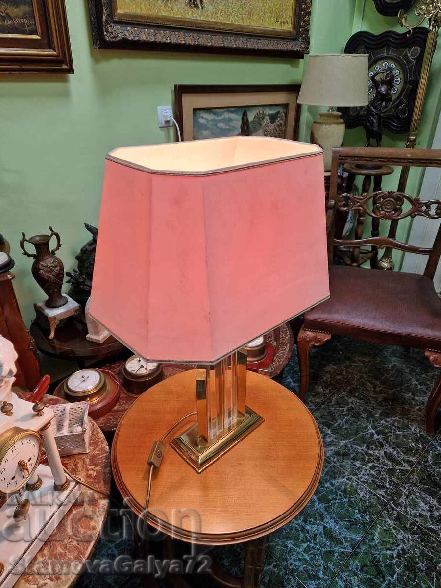 Доставка на Уникална немска дизайнерска настолна лампа месинг и кристал Доставка на Уникална немска дизайнерска настолна лампа месинг и кристал