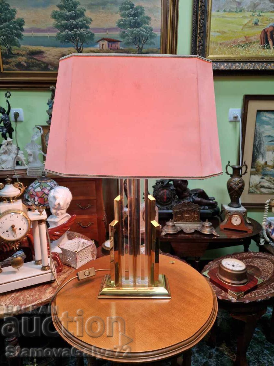 Уникална немска дизайнерска настолна лампа месинг и кристал Уникална немска дизайнерска настолна лампа месинг и кристал