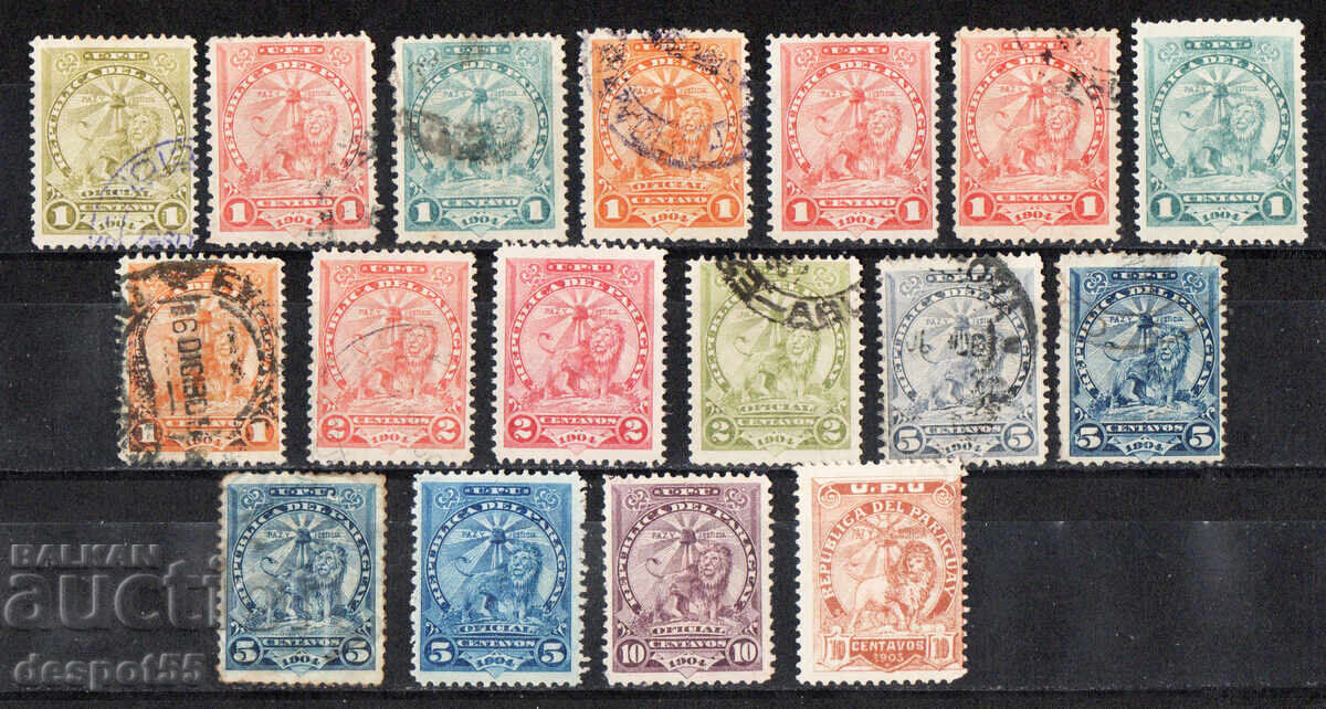 1905-08. Paraguay. Stema - Loturi de timbre ale epocii.