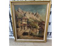 OLD SIGNED OIL PAINTING CITY LANDSCAPE FRAME