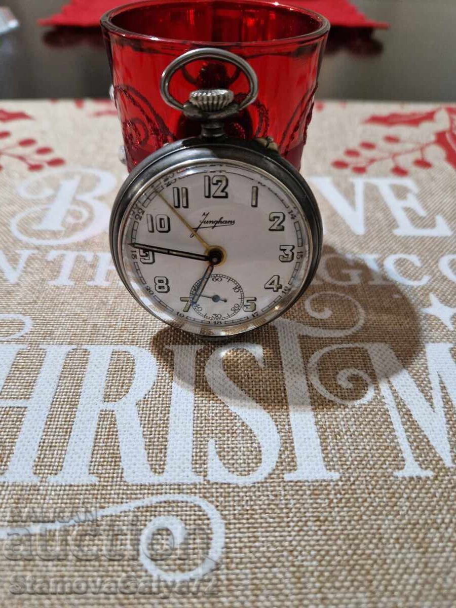 Ceas de buzunar cu alarmă Junghans antic rar