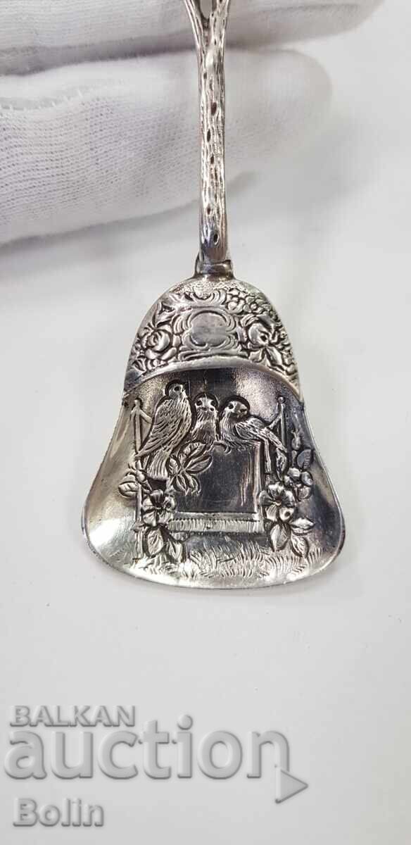 Beautiful silver European spoon with birds and flowers 800 BC. with price 130.00 BGN | € 66.47 Beautiful silver European spoon with birds and flowers 800 BC. with price 130.00 BGN | € 66.47