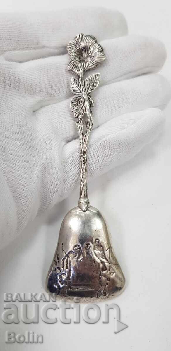 Beautiful silver European spoon with birds and flowers 800 BC. - 5 Beautiful silver European spoon with birds and flowers 800 BC. - 5