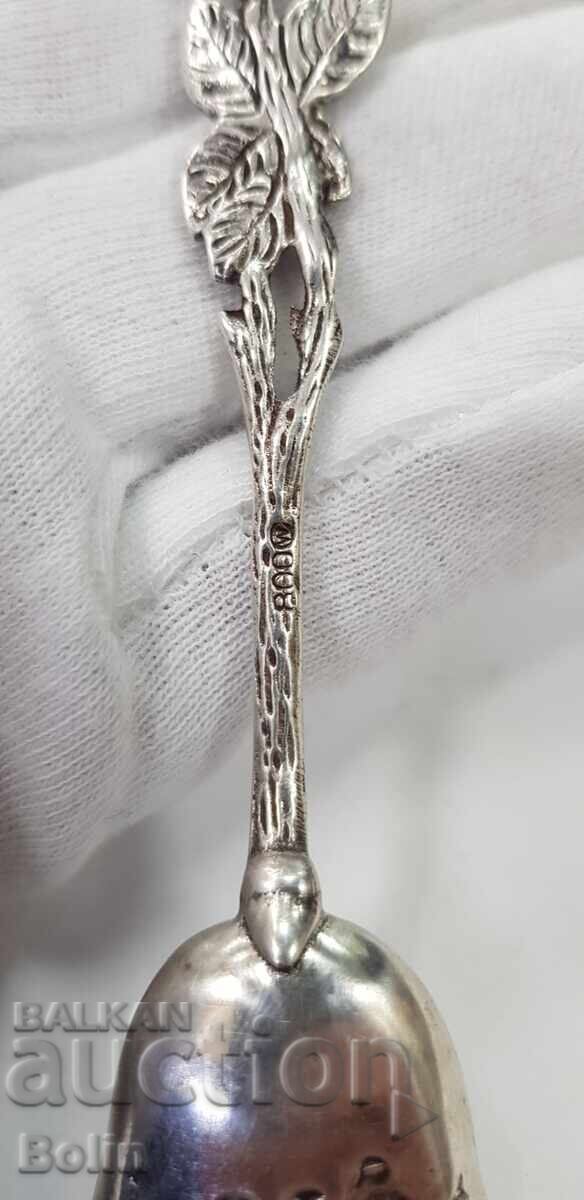 Beautiful silver European spoon with birds and flowers 800 BC. - 7 Beautiful silver European spoon with birds and flowers 800 BC. - 7