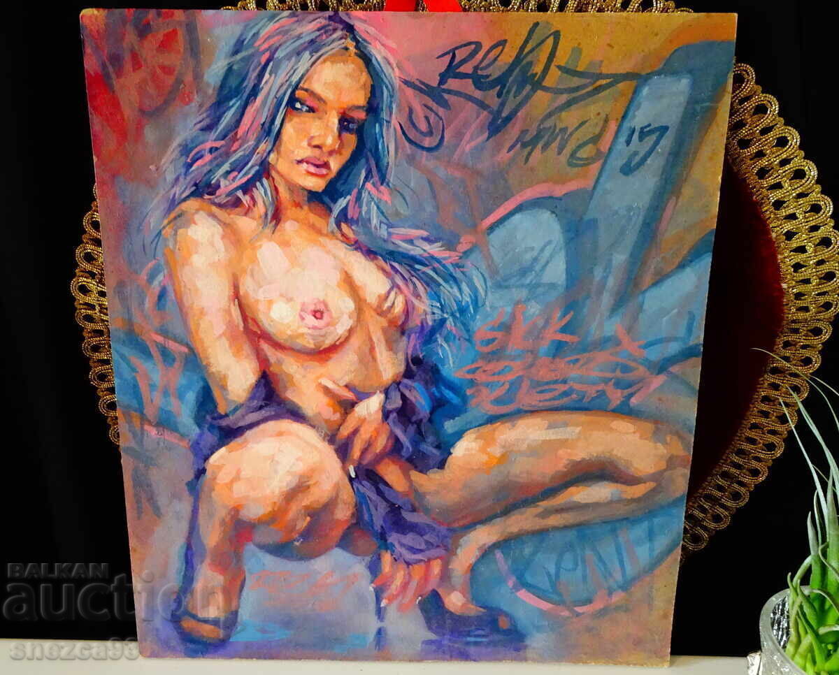 Delivery of Author's painting, nude, erotica, oil on fiberboard. Delivery of Author's painting, nude, erotica, oil on fiberboard.