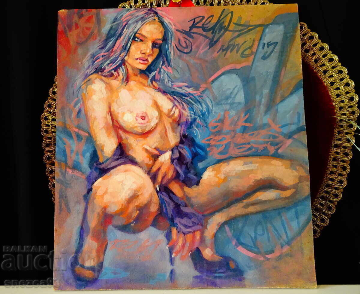 Author's painting, nude, erotica, oil on fiberboard. Author's painting, nude, erotica, oil on fiberboard.