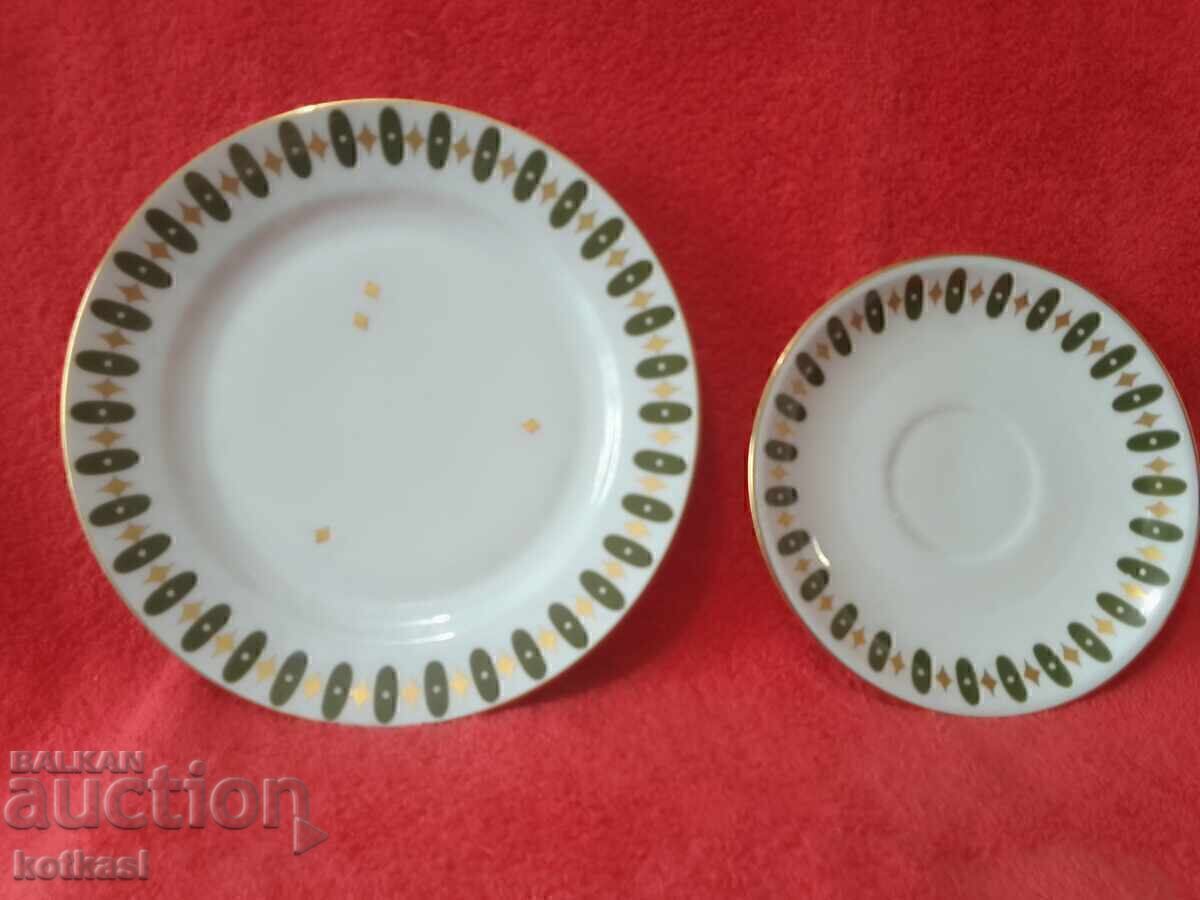 Old triple set of cup, 2 plates, gilded Germany JLMENAU - 5 Old triple set of cup, 2 plates, gilded Germany JLMENAU - 5