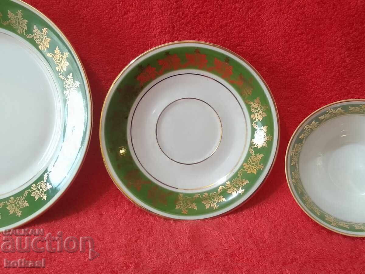 Old triple set cup, 2 plates, gilded Germany BONNEBERG - 5