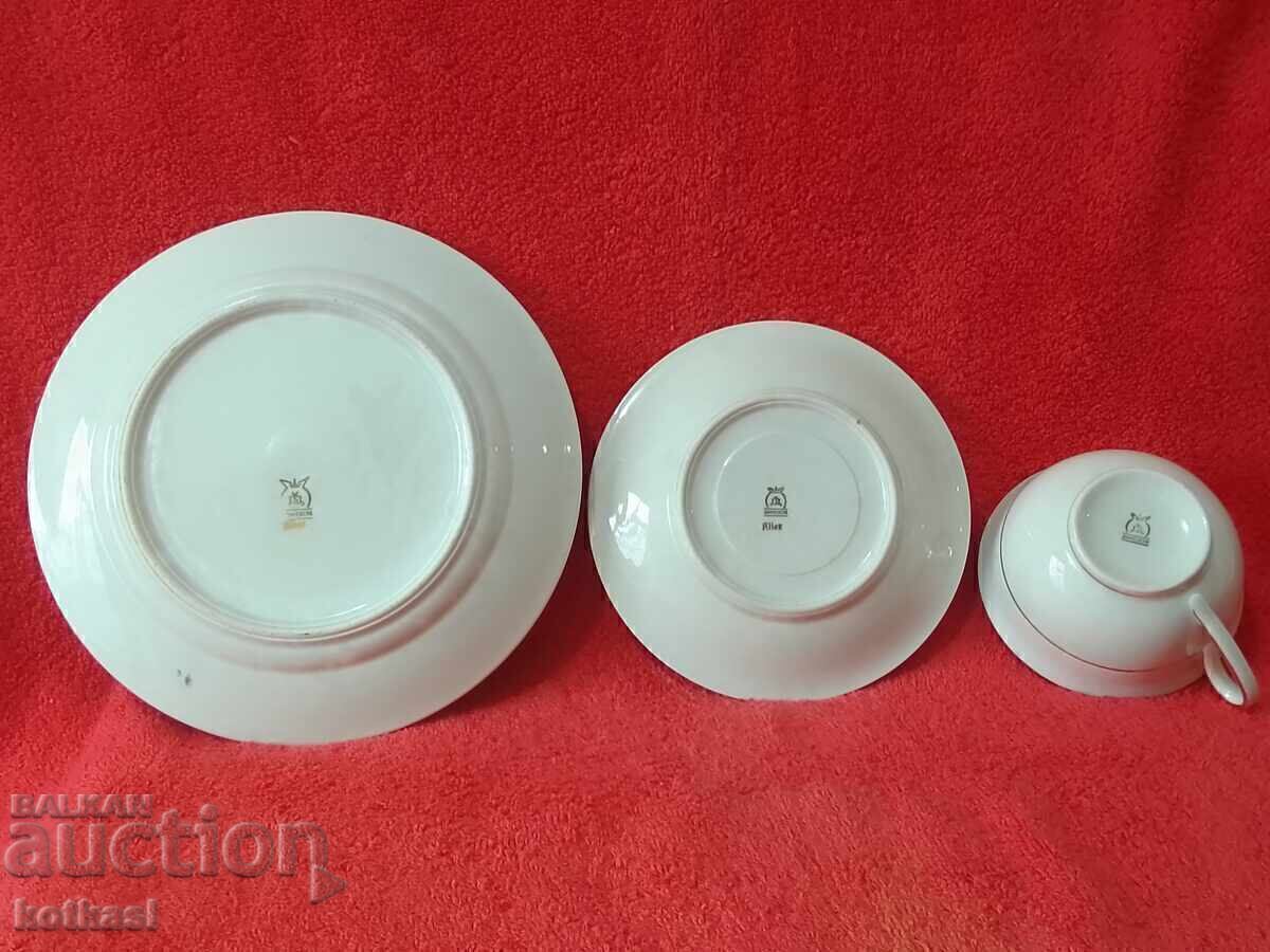 Old triple set cup, 2 plates, gilded Germany BONNEBERG - 6