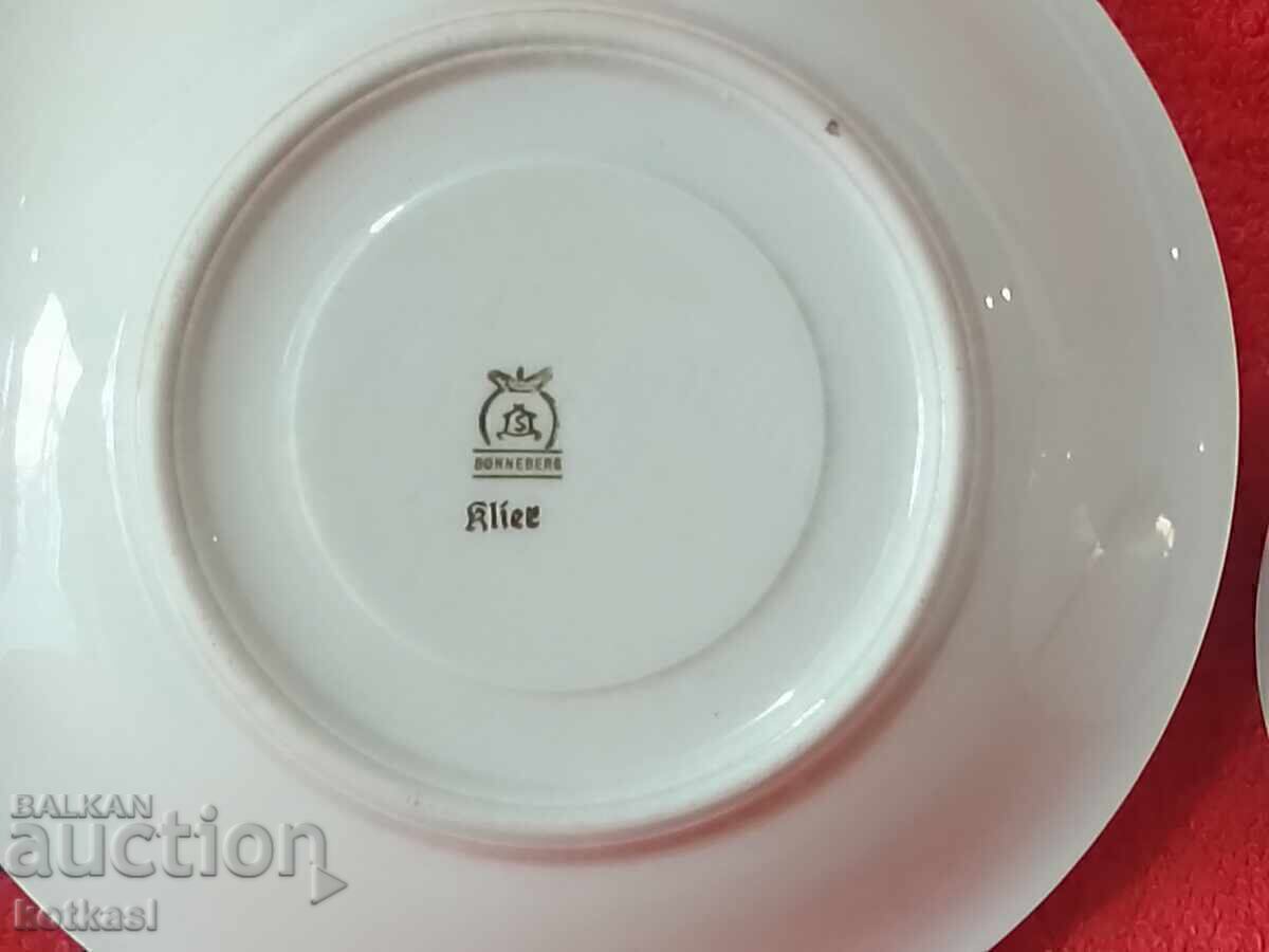 Old triple set cup, 2 plates, gilded Germany BONNEBERG - 7