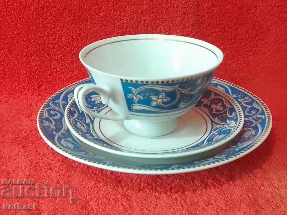 Old triple set cup, 2 plates, gilded Germany LETTIN with price 35.50 BGN | € 18.15 Old triple set cup, 2 plates, gilded Germany LETTIN with price 35.50 BGN | € 18.15