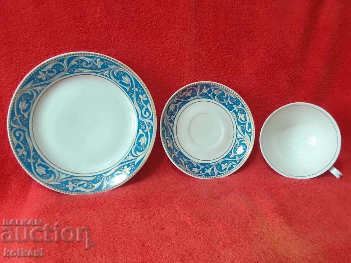 Delivery of Old triple set cup, 2 plates, gilded Germany LETTIN Delivery of Old triple set cup, 2 plates, gilded Germany LETTIN