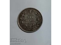 6 pence 1853 Great Britain Queen Victoria YOUNG IMAGE