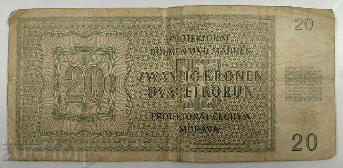 1944 20 KRON BOHEMIA AND MORAVIA OCCUPATION CZECH REPUBLIC with price 15.00 BGN | € 7.67