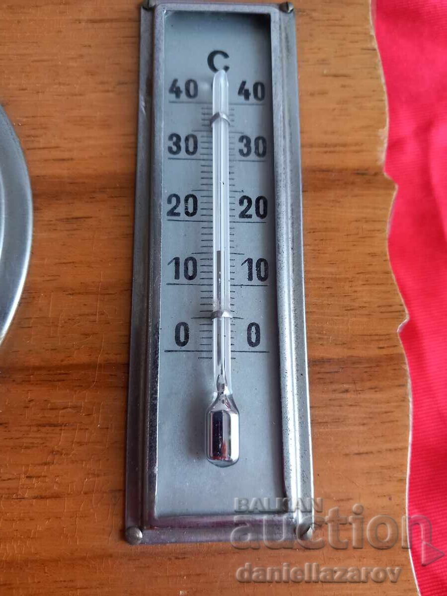 Σπάνιο παλιό βαρόμετρο με θερμόμετρο - 5