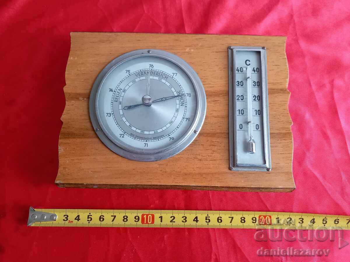 Σπάνιο παλιό βαρόμετρο με θερμόμετρο - 6