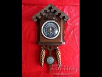 Old Barometer with Thermometer, Black Forest, Cuckoo Type