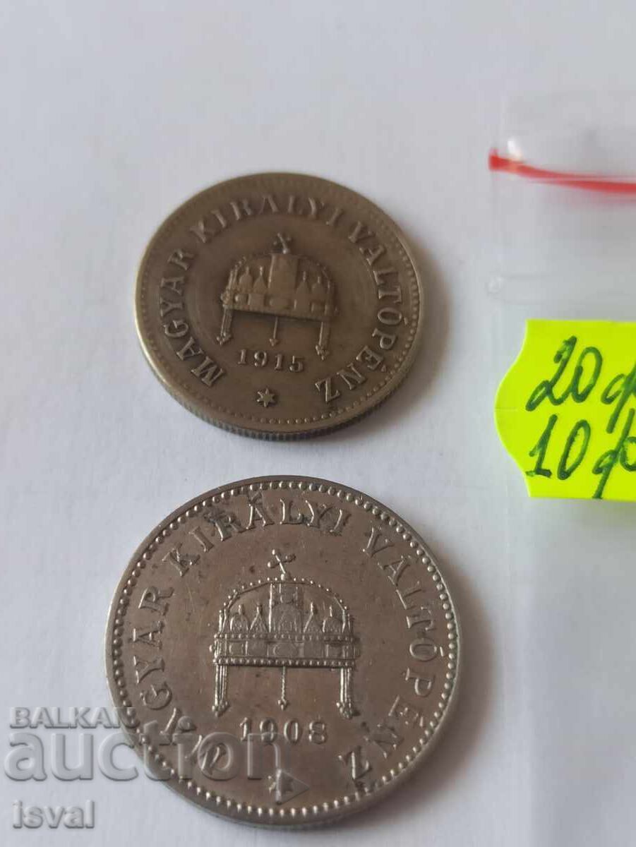 10 Fillers - 1915 and 20 Fillers - 1908 - Hungary - Lot with price 5.00 BGN | € 2.56 10 Fillers - 1915 and 20 Fillers - 1908 - Hungary - Lot with price 5.00 BGN | € 2.56
