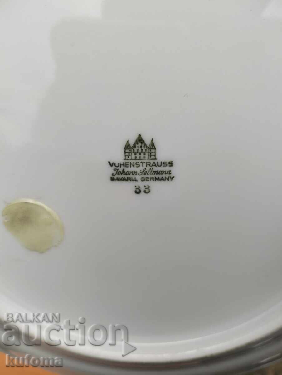 Auction Porcelain plate with silver coating Auction Porcelain plate with silver coating