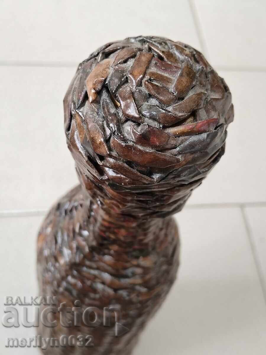 Παλιό γυάλινο μπουκάλι με πλεγμένο μπουκάλι, γυαλί - 6