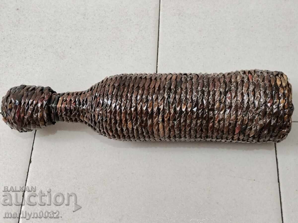 Παλιό γυάλινο μπουκάλι με πλεγμένο μπουκάλι, γυαλί - 7