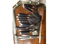 OLD ANTIQUE SPOONS FORKS KNIVES