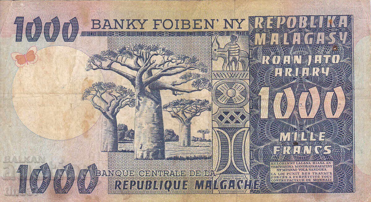 Auction tino37- MADAGASCAR - 1000 FRANC - 1974 Auction tino37- MADAGASCAR - 1000 FRANC - 1974