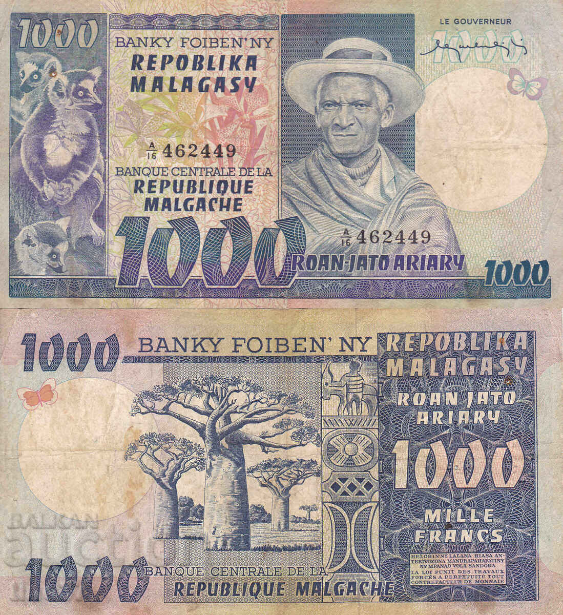 tino37- MADAGASCAR - 1000 FRANC - 1974