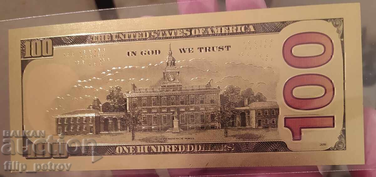 Lot of 5 pcs. $100 - gold-plated, souvenir, plastic - 6 Lot of 5 pcs. $100 - gold-plated, souvenir, plastic - 6