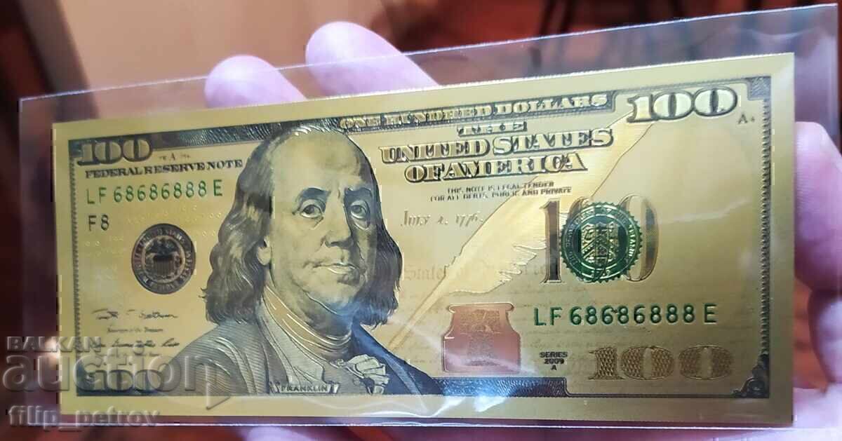 Lot of 5 pcs. $100 - gold-plated, souvenir, plastic - 7 Lot of 5 pcs. $100 - gold-plated, souvenir, plastic - 7