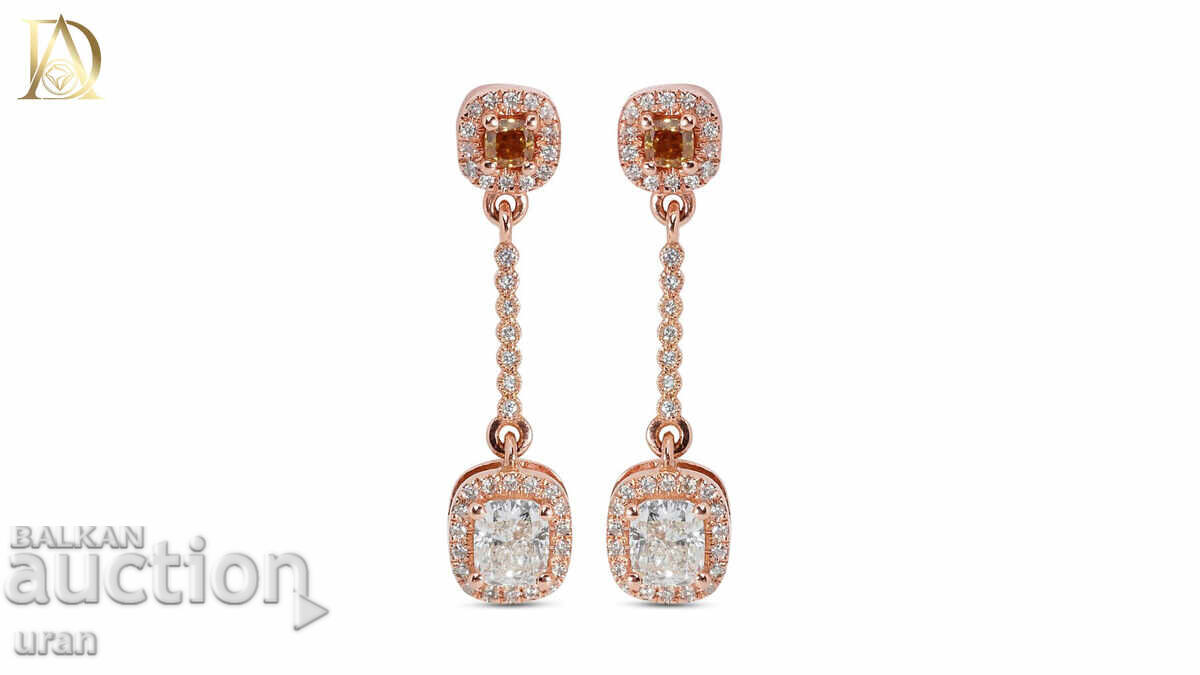 New Gold Earrings with 1.53ct Natural Diamonds