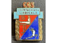 988 Romania badge Trade Union Spartakiad enamel 50s