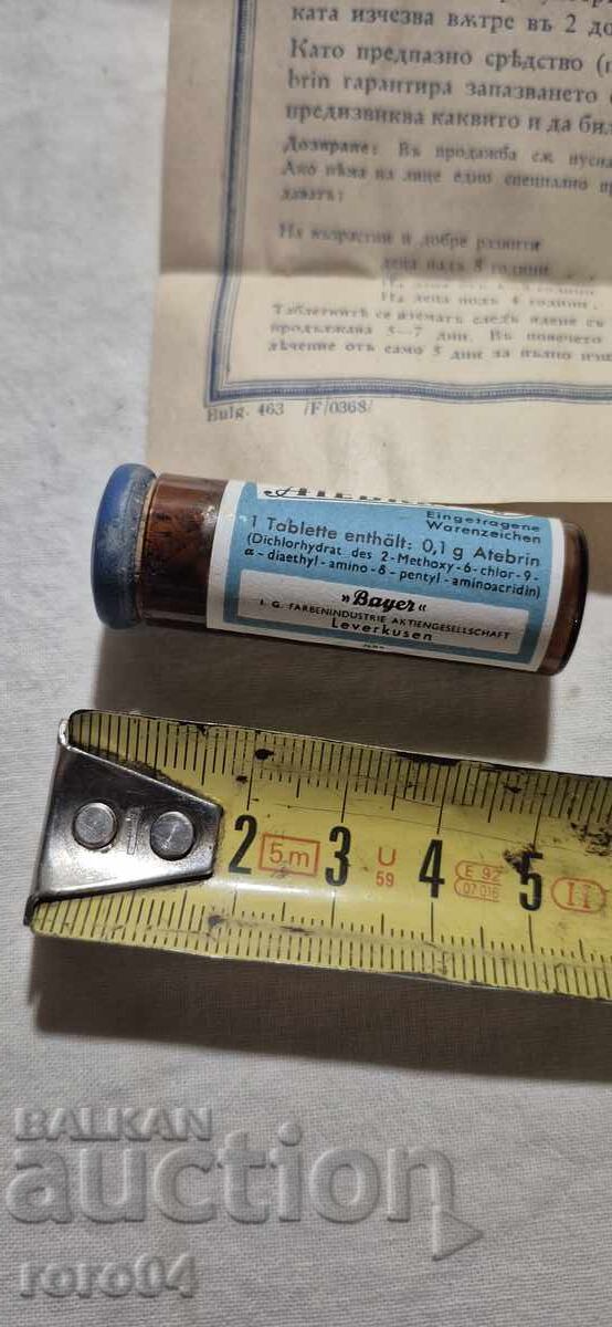 Auction BAYER - ATEBRIN - WW II Auction BAYER - ATEBRIN - WW II