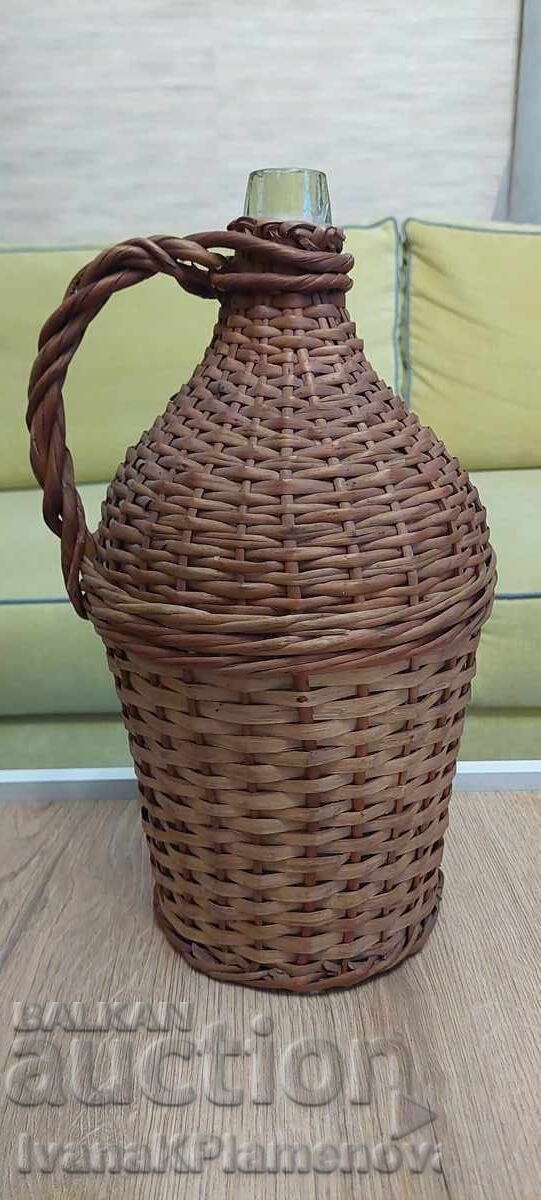 Vintage knitted damajana, excellent height 40cm