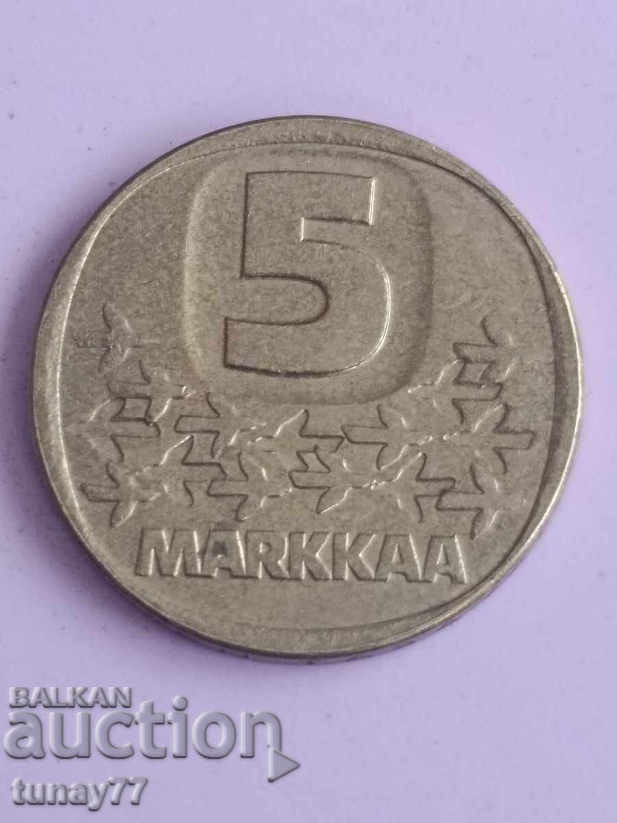 MONEDA DE COLECȚIE VECHE 5 MARKAA FINLANDA 1983