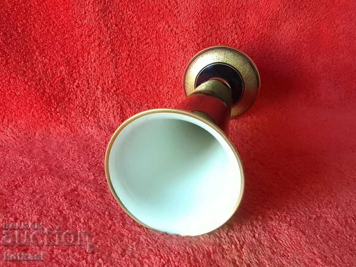Vasă veche din porțelan Aurire cobalt Bavaria KRONEN BURGKUNST - 5