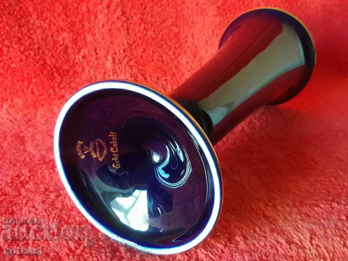 Old porcelain Vase Cobalt gilt Bavaria KRONEN BURGKUNST - 7