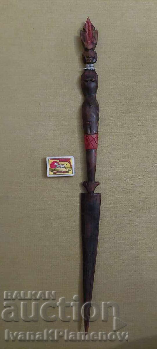 Sculptură în lemn Africa pentru colecționari 60cm - 7