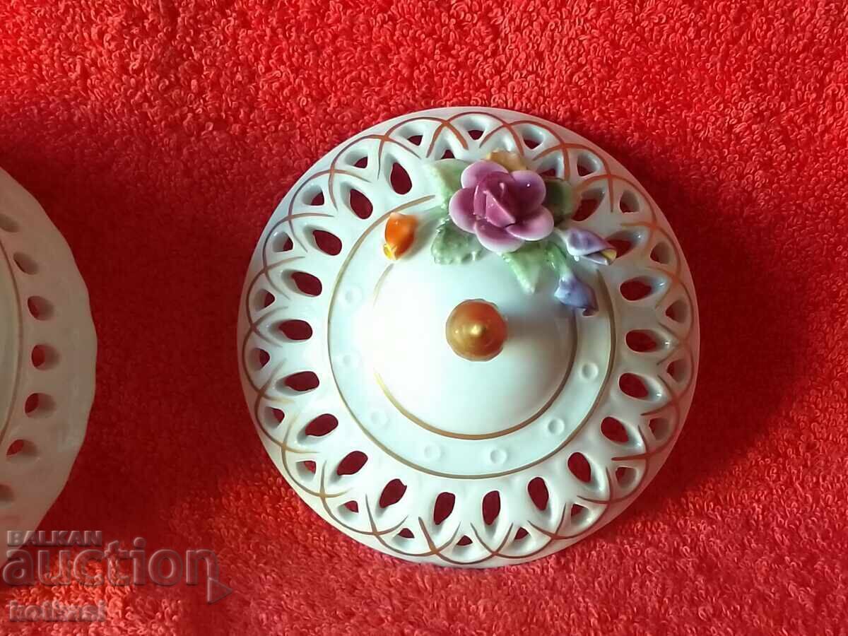 Porcelain openwork bowl gilding Embossed flowers handmade - 6 Porcelain openwork bowl gilding Embossed flowers handmade - 6