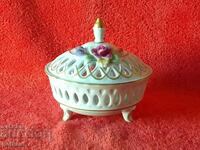 Aurire bol porțelan ajurat Flori în relief lucrate manual