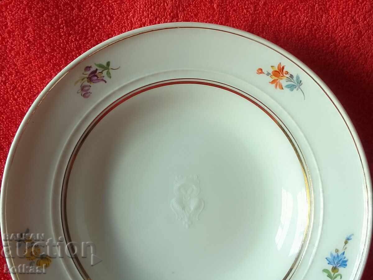 Licitație Farfurie veche din portelan Germania Meissen Meissen flori aurite